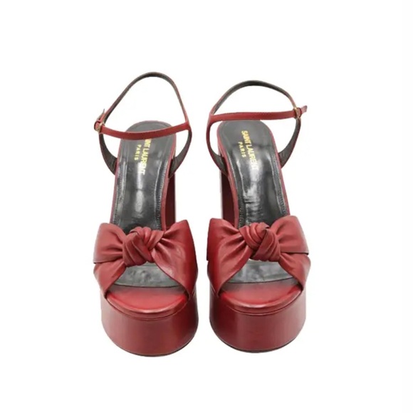 Saint Laurent Women's Bianca Ruby Red Platform Heels - Picture 1 of 10